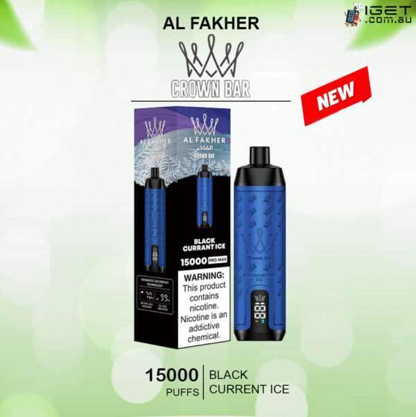 ALFAKHER CROWN BAR – BLACK CURRENT ICE – 15000 PUFFS