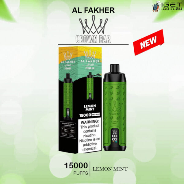 ALFAKHER CROWN BAR – LEMON MINT – 15000 PUFFS