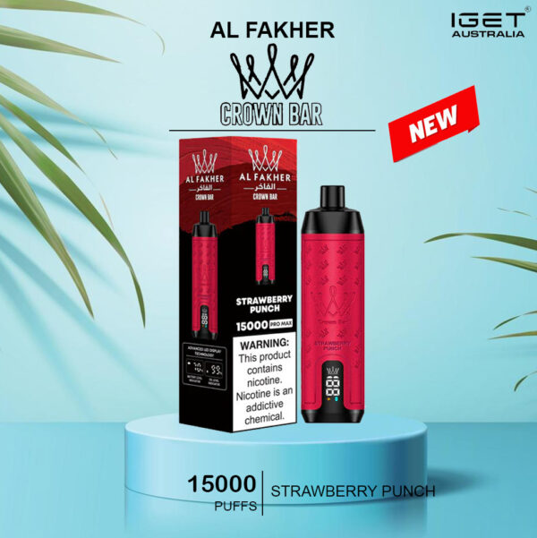 ALFAKHER CROWN BAR – STRAWBERRY PUNCH – 15000 PUFFS