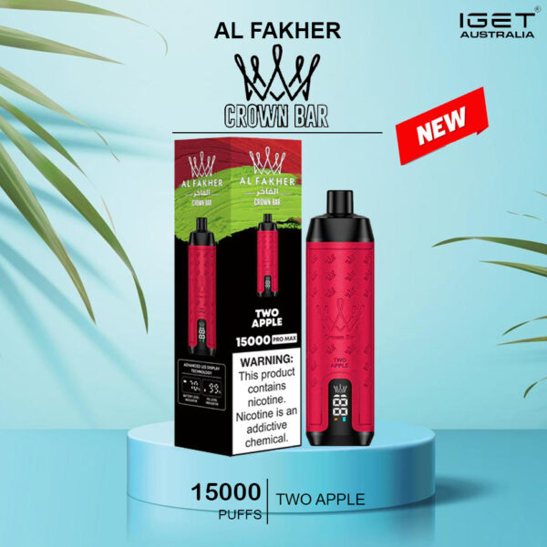 ALFAKHER CROWN BAR – TWO APPLE – 15000 PUFFS