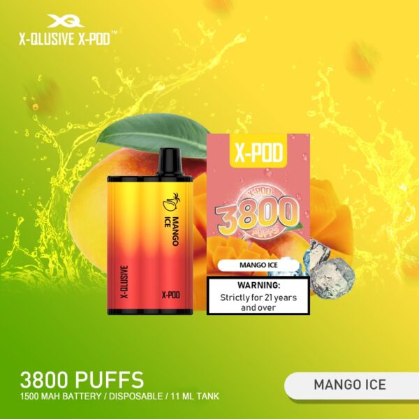 X-QLUSIVE X-POD MANGO ICE – 3800 PUFFS