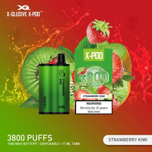 X-QLUSIVE X-POD STRAWBERRY KIWI – 3800 PUFFS