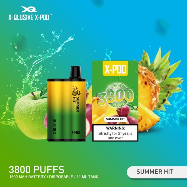 X-QLUSIVE X-POD SUMMER HIT (Apple Passionfruit Mango) – 3800 PUFFS