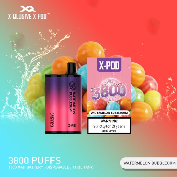 X-QLUSIVE X-POD WATERMELON BUBBLEGUM – 3800 PUFFS