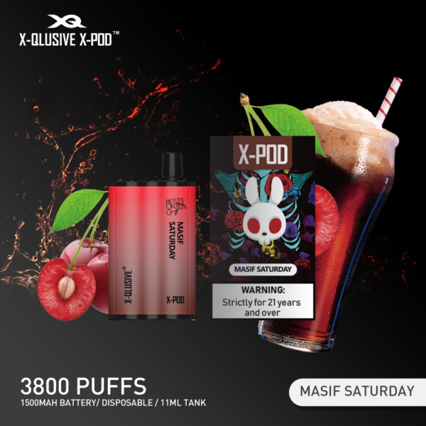 X-QLUSIVE X-POD MASIF SATURDAY (Cherry Cola Ice) – 3800 PUFFS