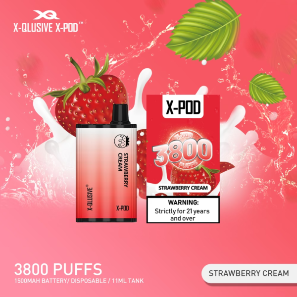 X-QLUSIVE X-POD STRAWBERRY CREAM – 3800 PUFFS